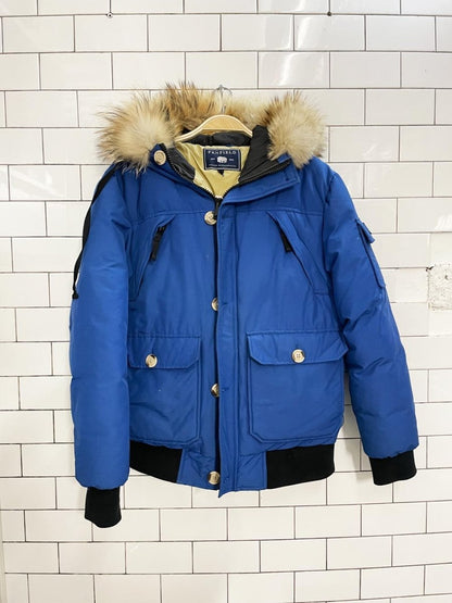 penfield short goose down parka with fur hood - good market thrift store