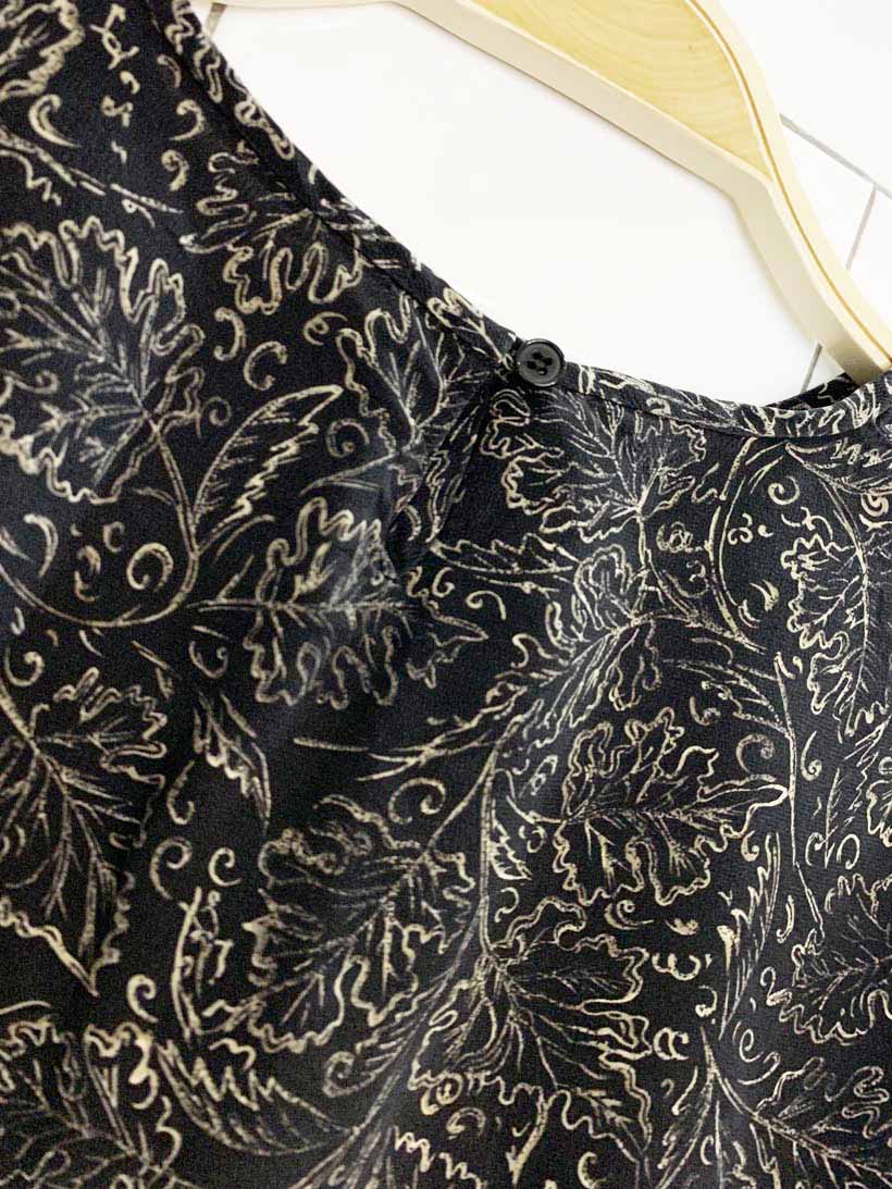 vintage 100% silk floral leaf short sleeve top