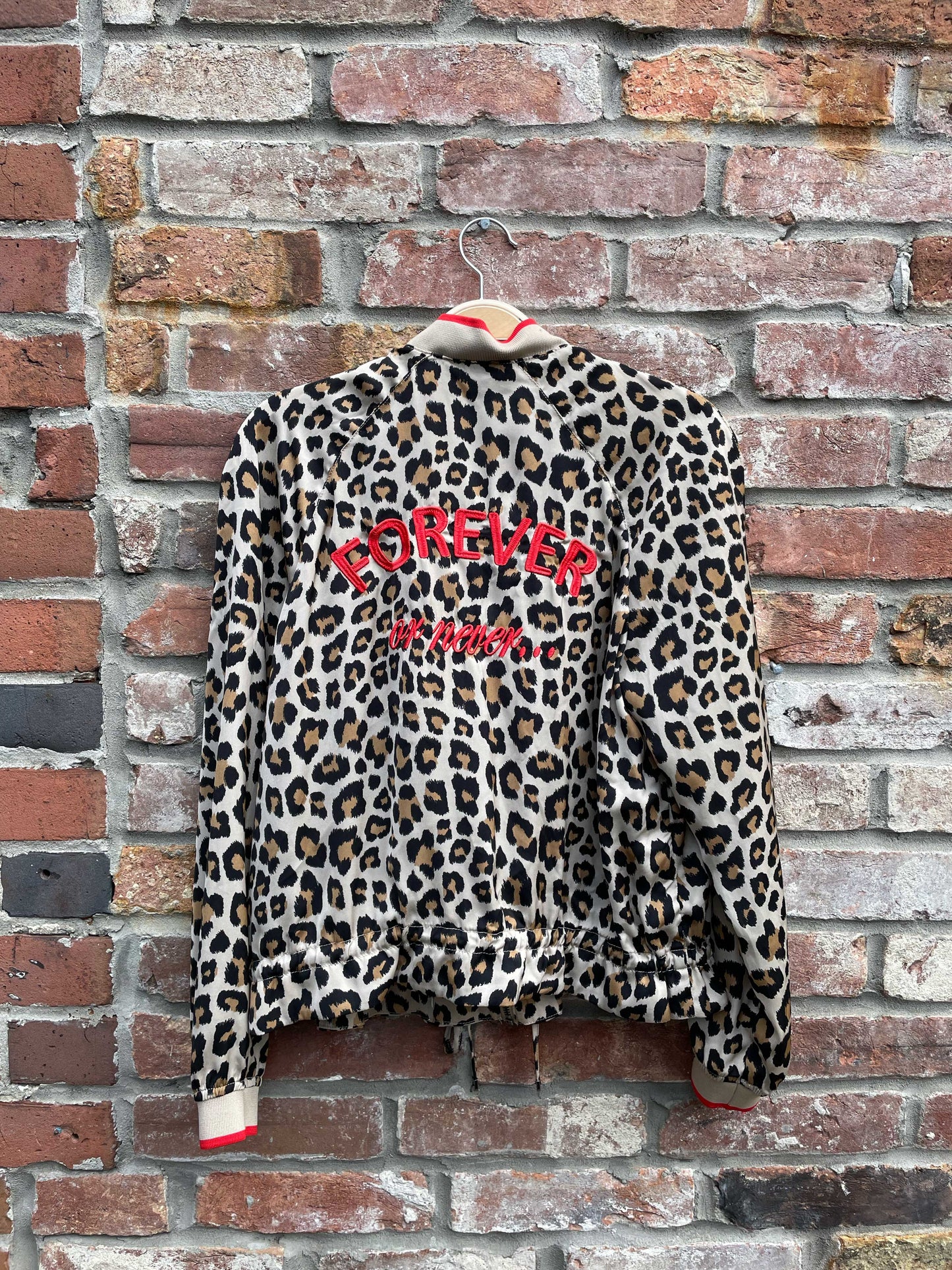 h&m leopard satin drawstring bomber