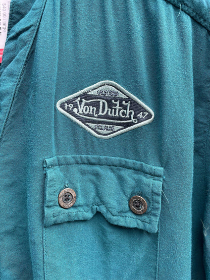 y2k von dutch snap button ss shirt