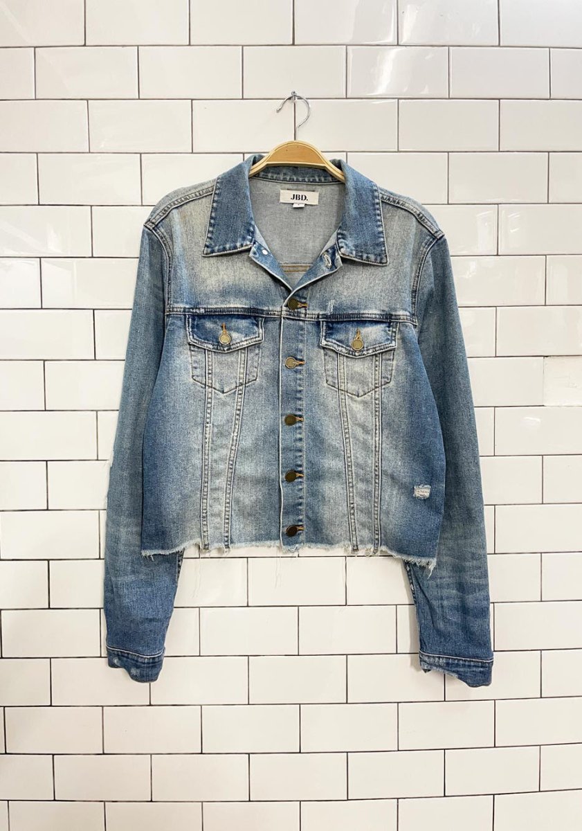 jbd raw hem denim jacket - good market thrift store