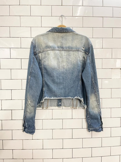 jbd raw hem denim jacket - good market thrift store
