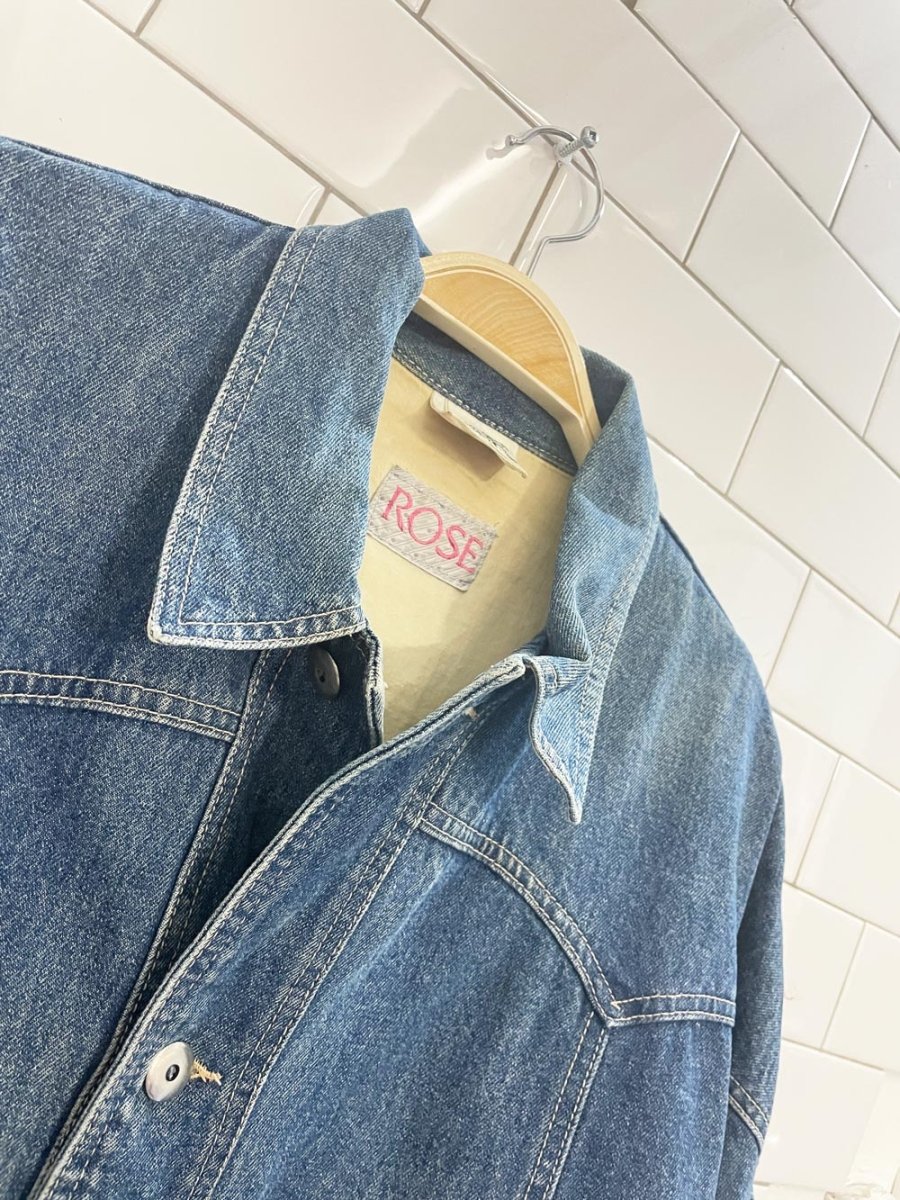 vintage 90s ROSE long denim chore jacket - good market thrift store