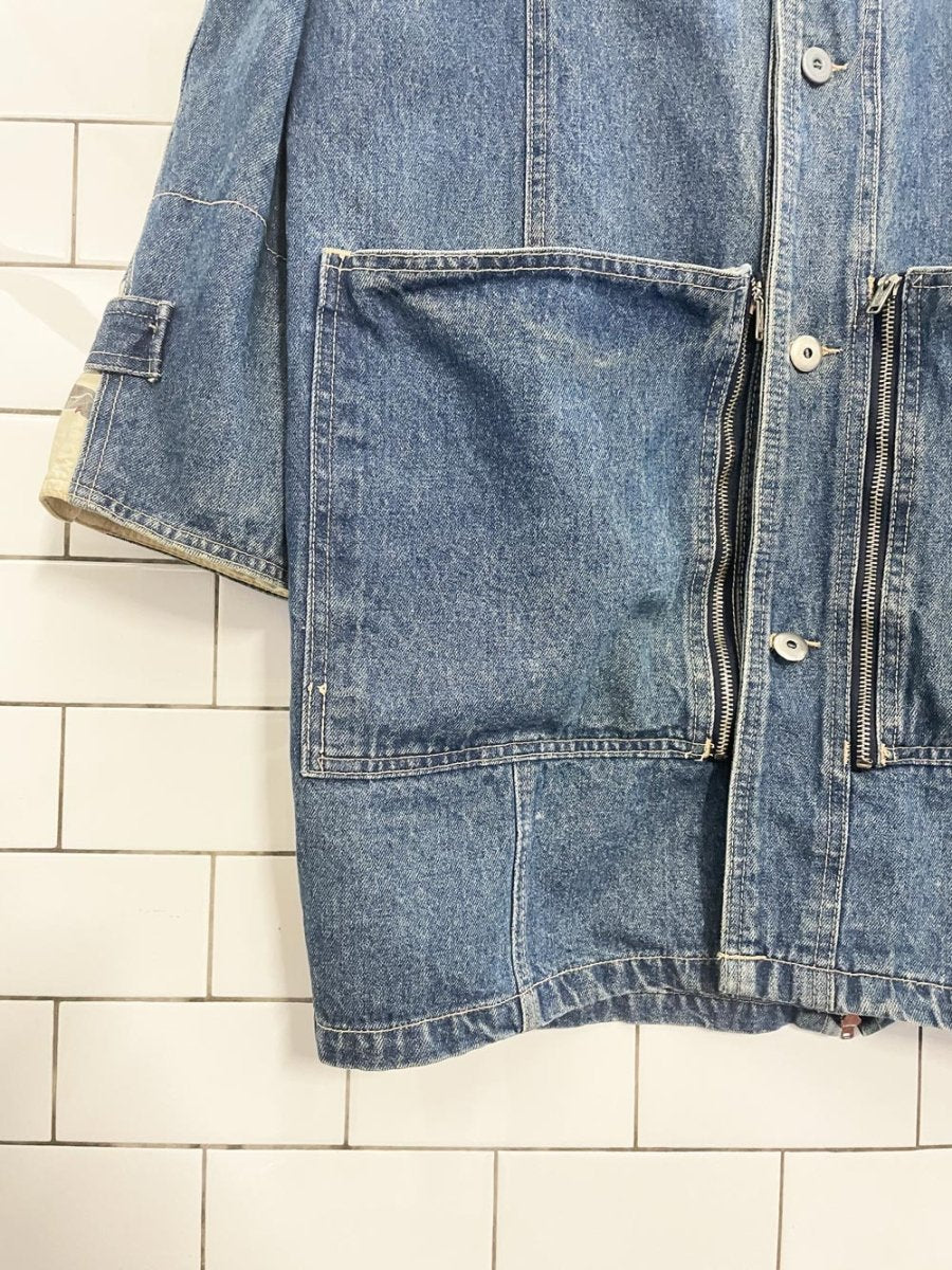 vintage 90s ROSE long denim chore jacket - good market thrift store