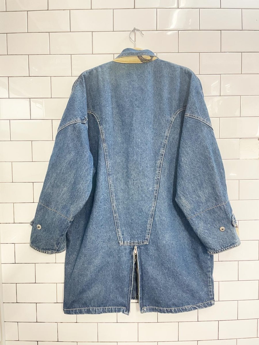 vintage 90s ROSE long denim chore jacket - good market thrift store