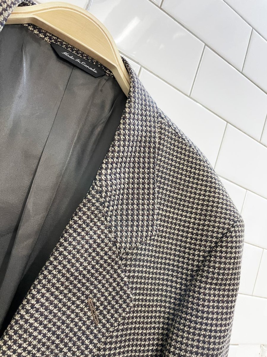 vintage cambridge pure wool houndstooth oversized menswear blazer | union made - good market thrift store