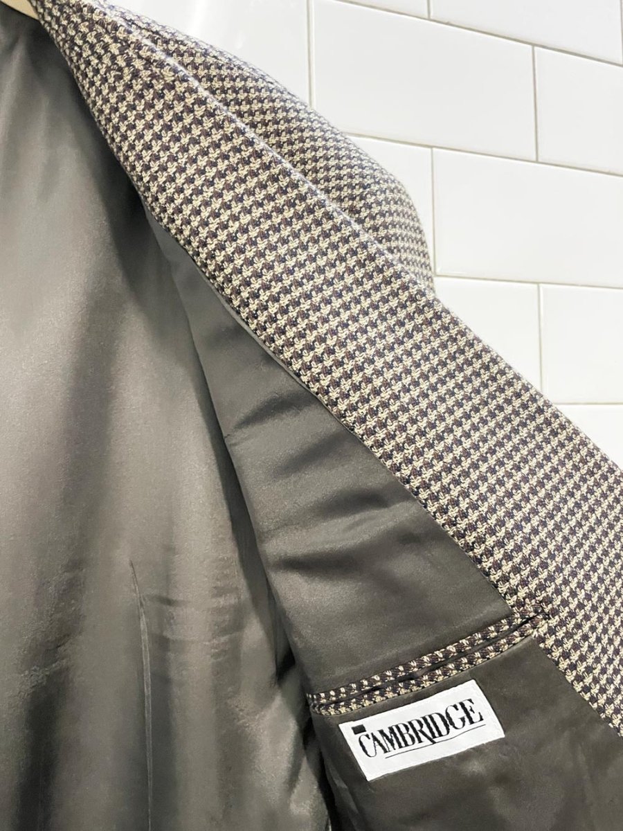 vintage cambridge pure wool houndstooth oversized menswear blazer | union made - good market thrift store