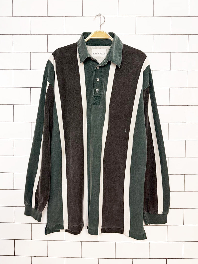vintage 90s randy river striped polo long sleeve shirt