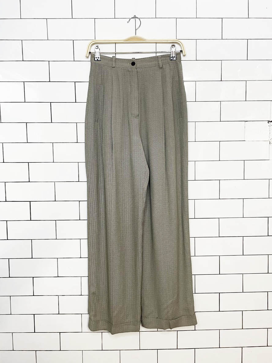 vintage 90s ann taylor herringbone pleated trouser | made in USA