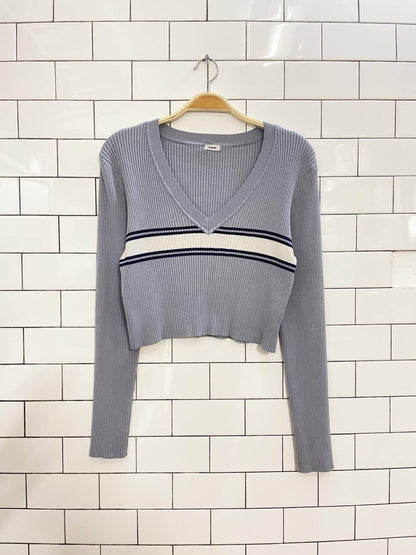garage 90s aesthetic ribbed big stripe long sleeve top - good market thrift store