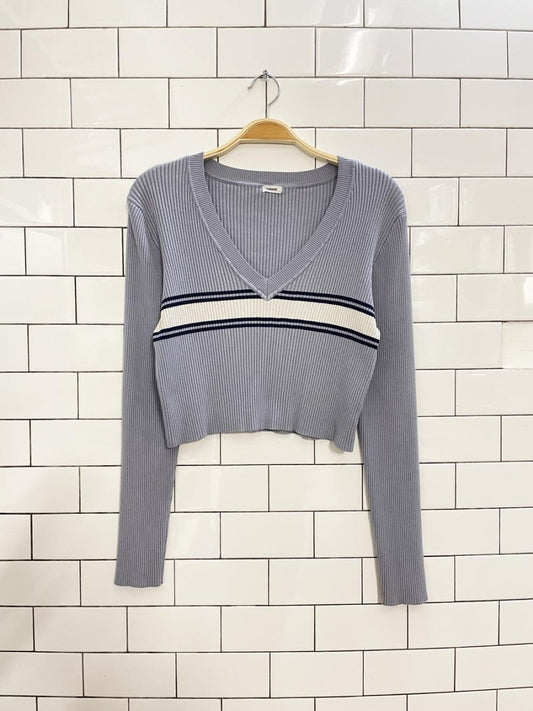 garage 90s aesthetic ribbed big stripe long sleeve top - good market thrift store
