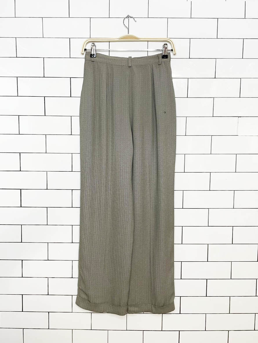 vintage 90s ann taylor herringbone pleated trouser | made in USA