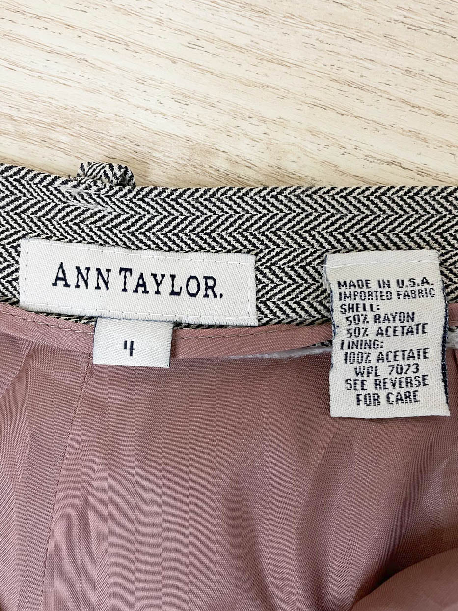 vintage 90s ann taylor herringbone pleated trouser | made in USA