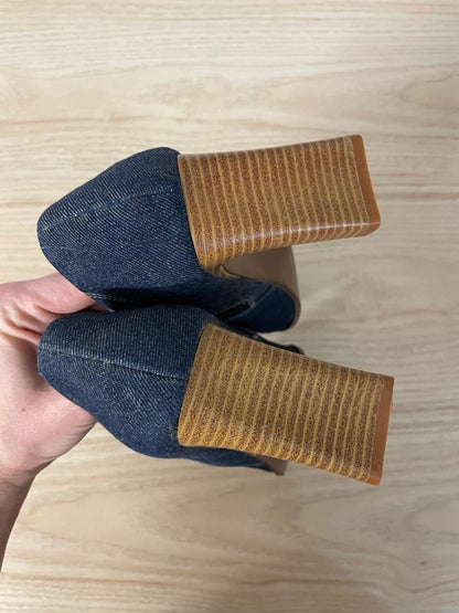 vintage 00s premier col. patch denim heels - good market thrift store