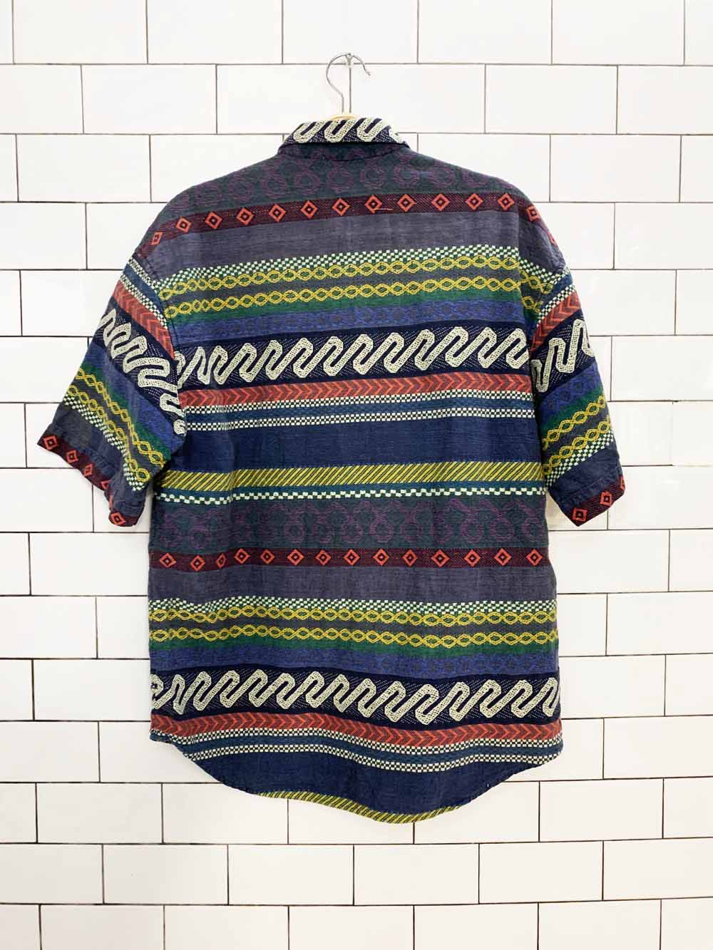 vintage maggie & max boho woven full button shirt | made in india