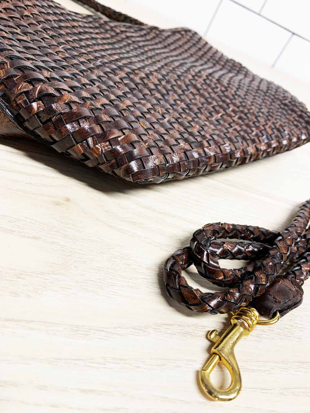 nwt vintage elka braided leather shoulder bag tote