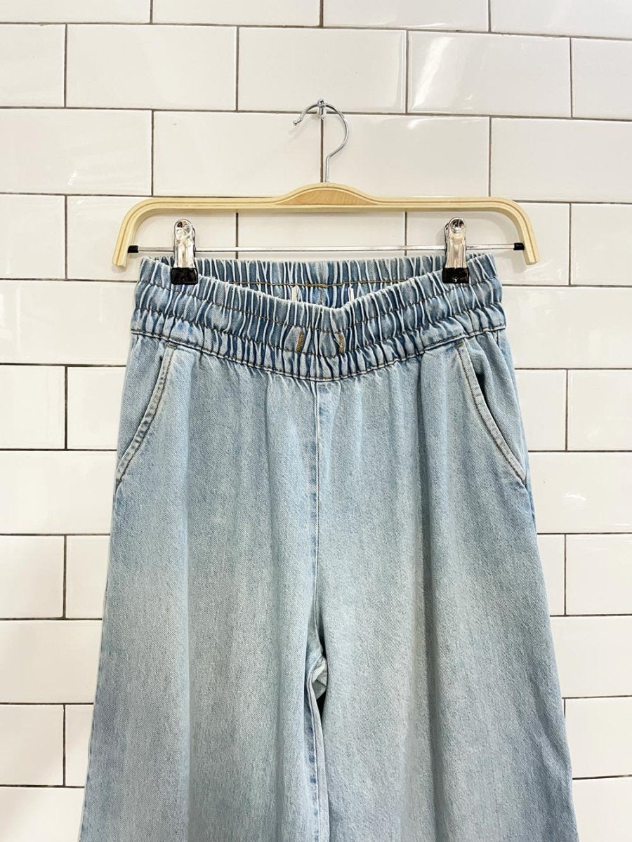 zara high rise wide leg pull on crop jeans - good market thrift store
