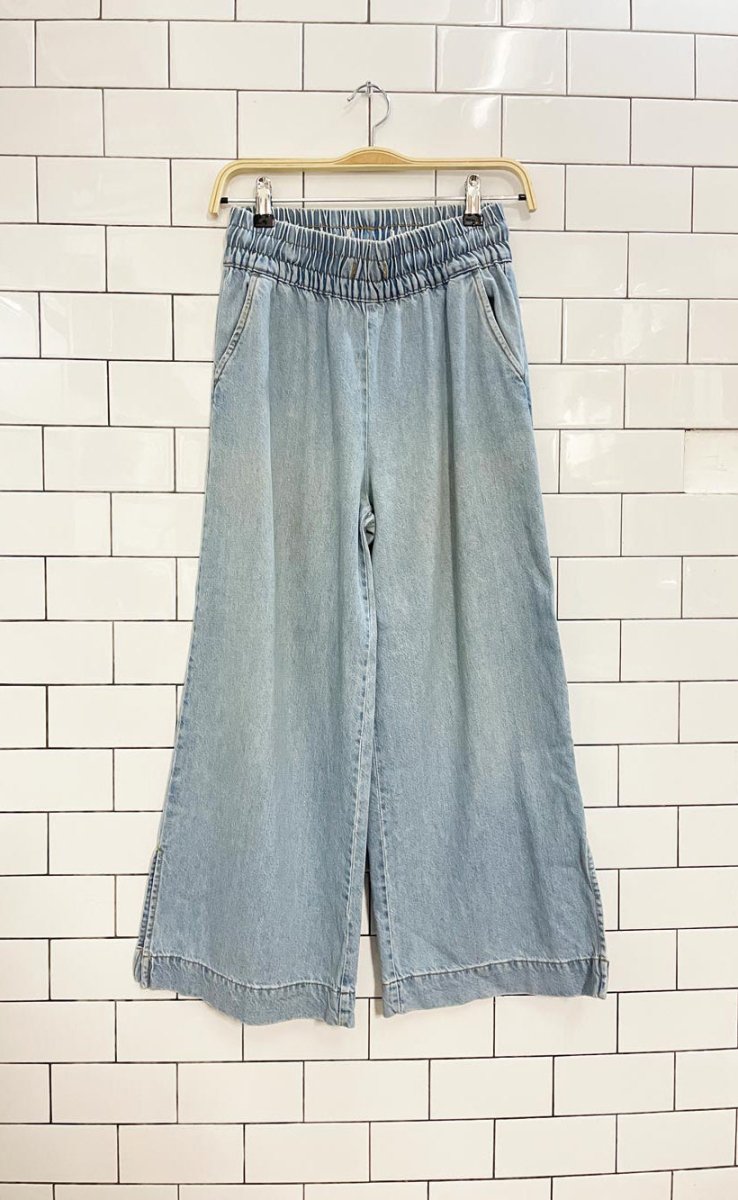 zara high rise wide leg pull on crop jeans - good market thrift store