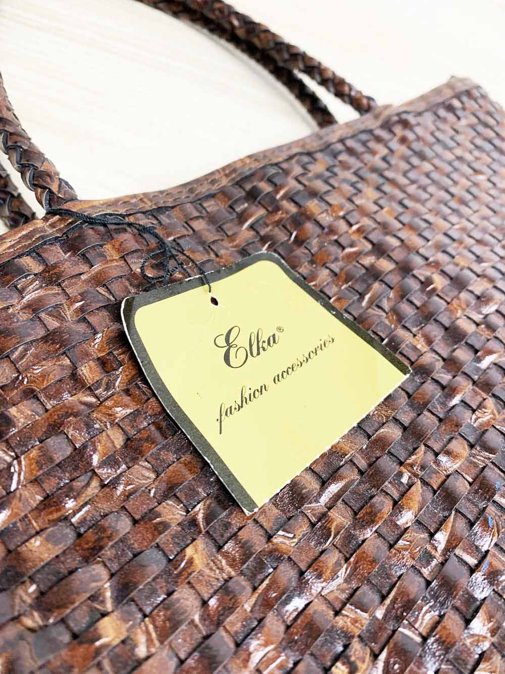 nwt vintage elka braided leather shoulder bag tote