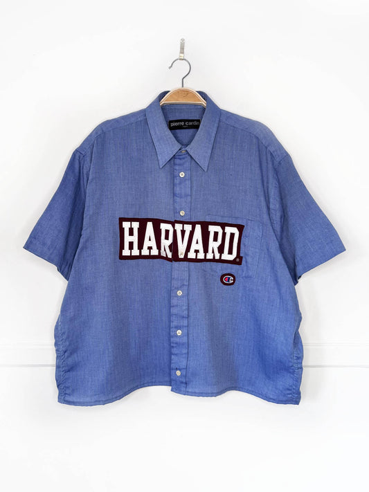 vintage pierre cardin x harvard collegiate sporty prep cropped shirt | champion