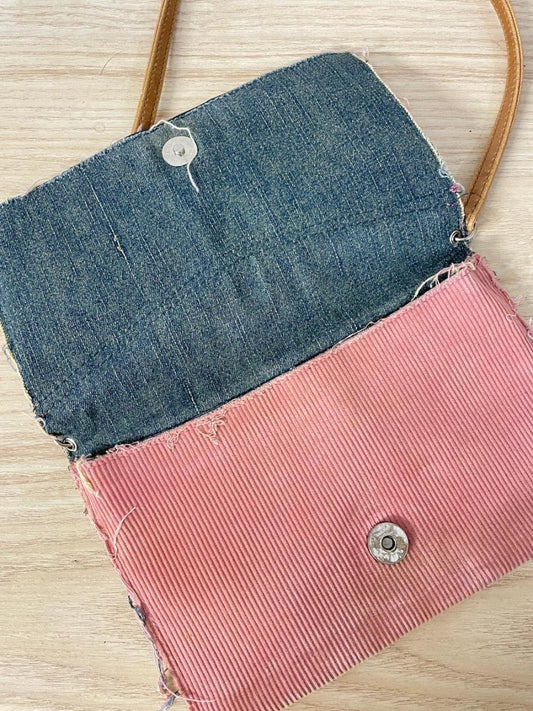 y2k corduroy denim mini shoulder bag - good market thrift store