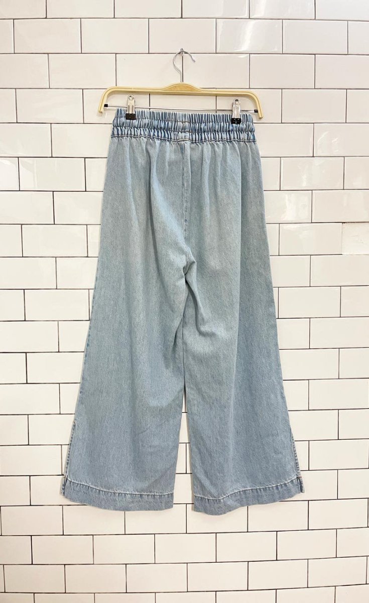 zara high rise wide leg pull on crop jeans - good market thrift store