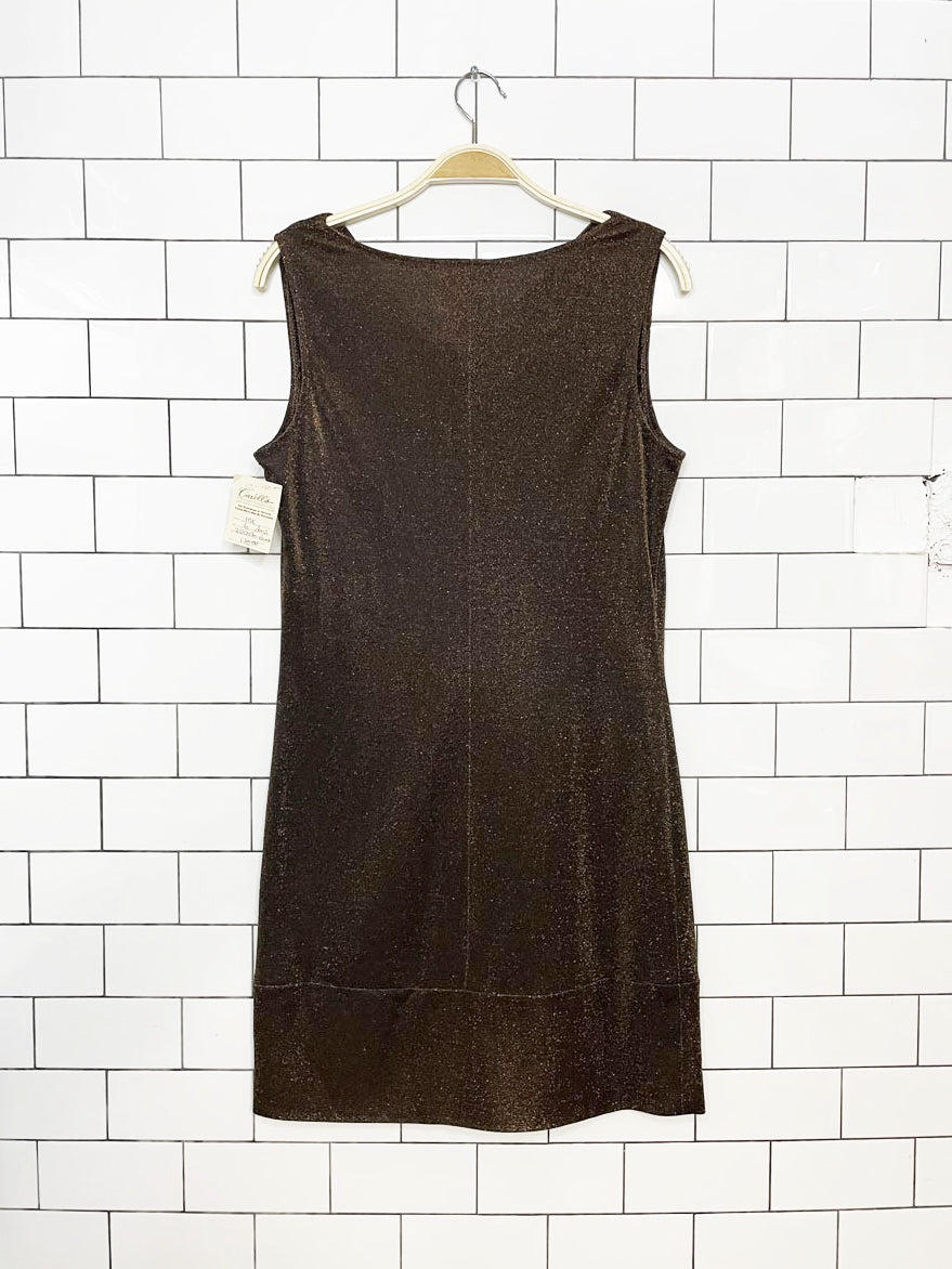 nwt vintage 00s mk studio metallic cowl-neck mini dress | made in Canada
