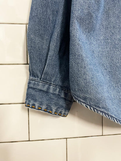 vintage 90s talbots embroidered birds denim shirt - good market thrift store