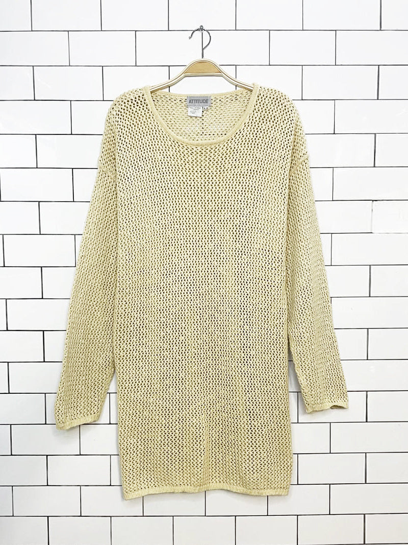 vintage 90s attitude cotton crochet knit cover up mini dress