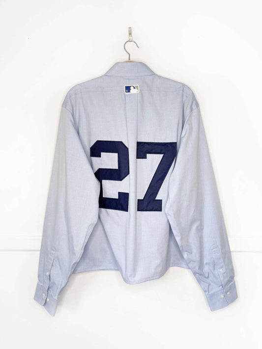 brooks brothers x new york yankees sporty prep cropped shirt | rework | MLB