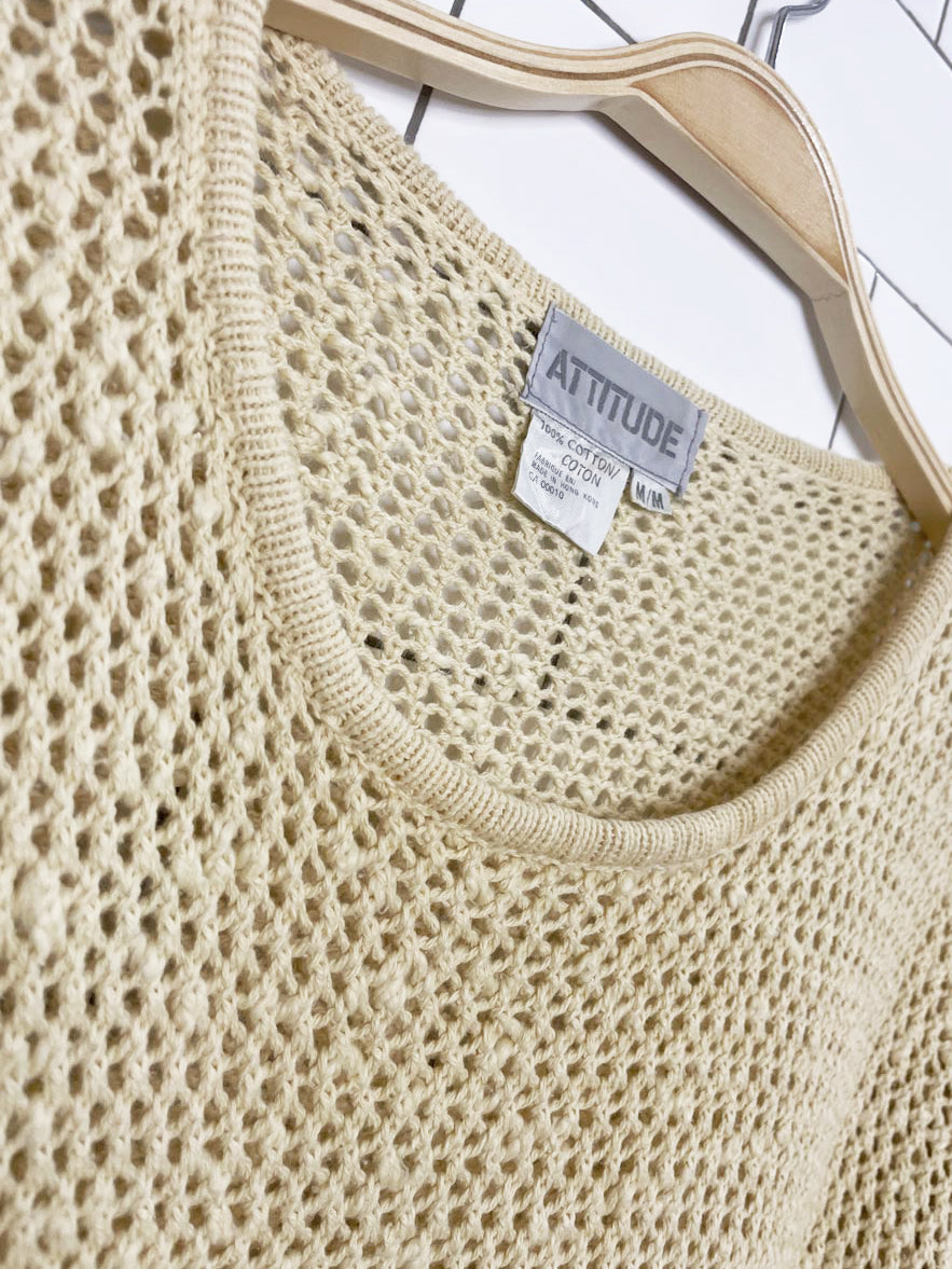 vintage 90s attitude cotton crochet knit cover up mini dress