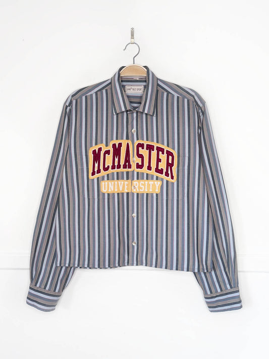 vintage sans a belt sport x mc master university collegiate sporty prep cropped shirt | rework