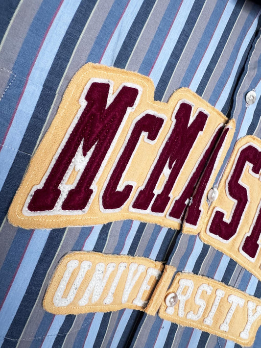 vintage sans a belt sport x mc master university collegiate sporty prep cropped shirt | rework