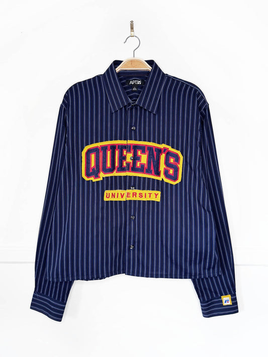 apt 9 x queens university collegiate sporty prep cropped shirt | rework