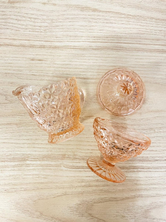 vintage rose depression sugar + creamer set - good market thrift store