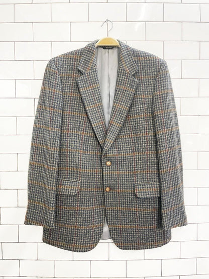 vintage daks 100% wool houndstooth tweed blazer - good market thrift store