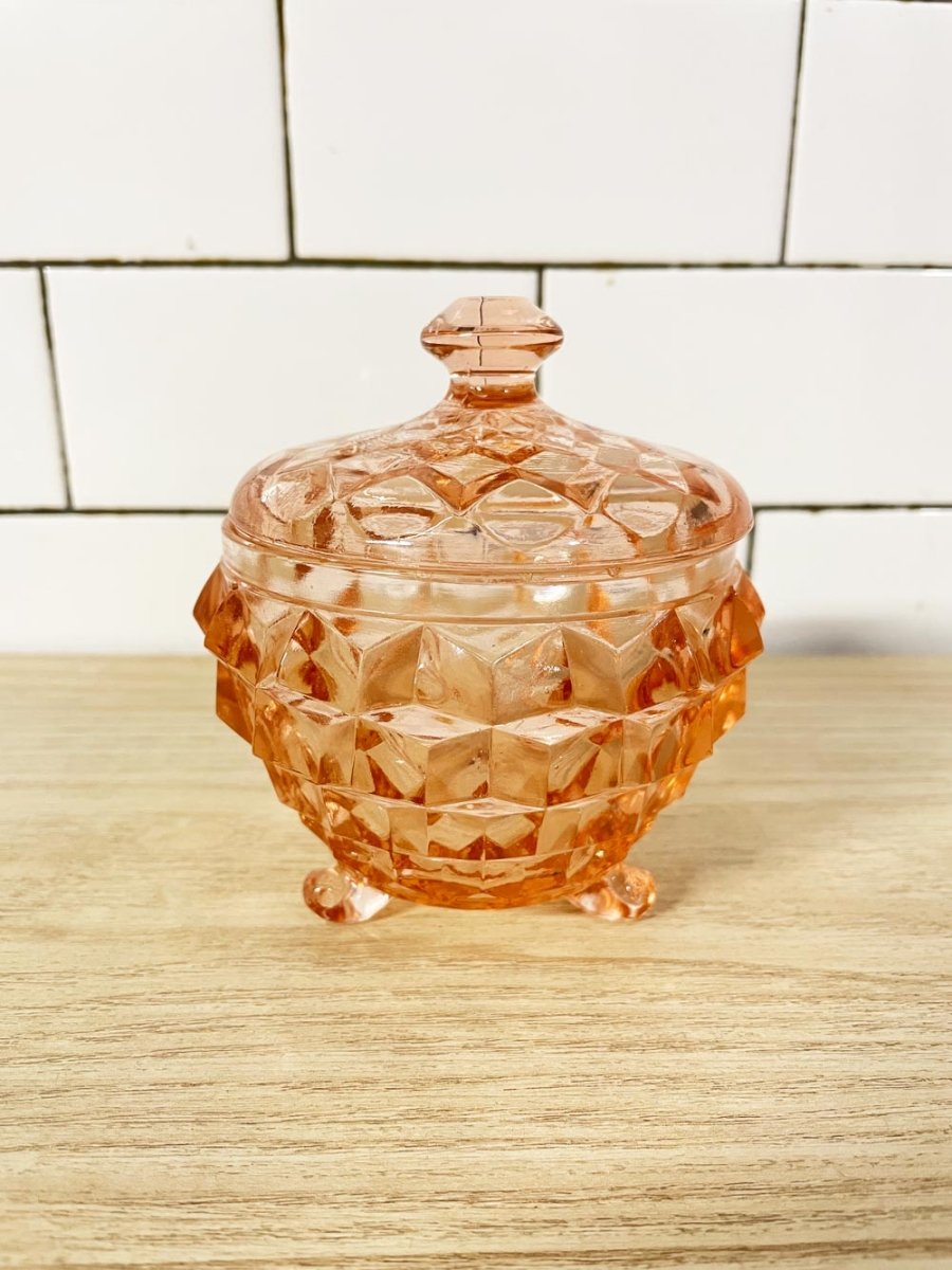 vintage rose depression glass jar - good market thrift store