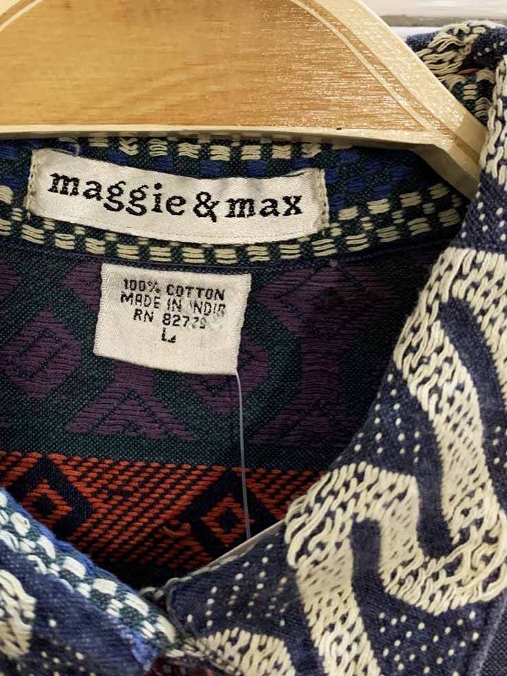vintage maggie & max boho woven full button shirt | made in india
