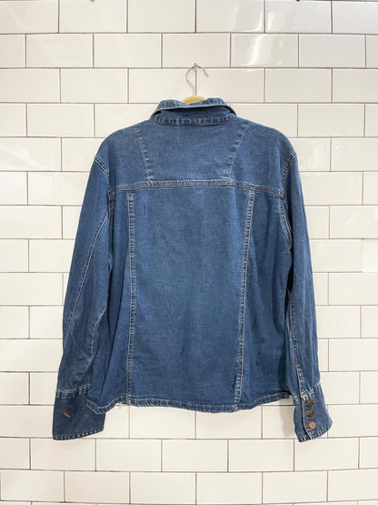vintage 90s bill blass stretch denim shirt jacket - good market thrift store