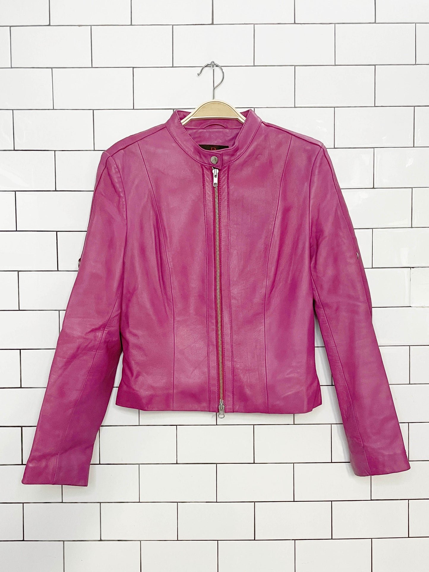 vintage 00s danier soft leather princess-seam biker jacket | lambskin