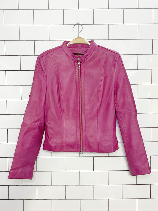 vintage 00s danier soft leather princess-seam biker jacket | lambskin