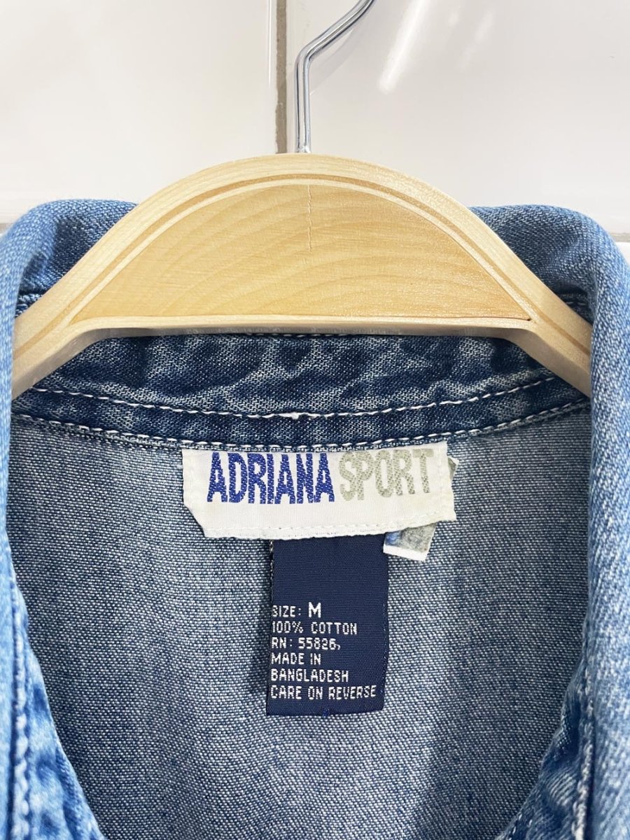 vintage 00s adriana sport full button shirt denim maxi dress - good market thrift store