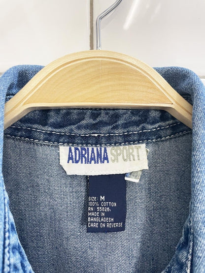 vintage 00s adriana sport full button shirt denim maxi dress - good market thrift store