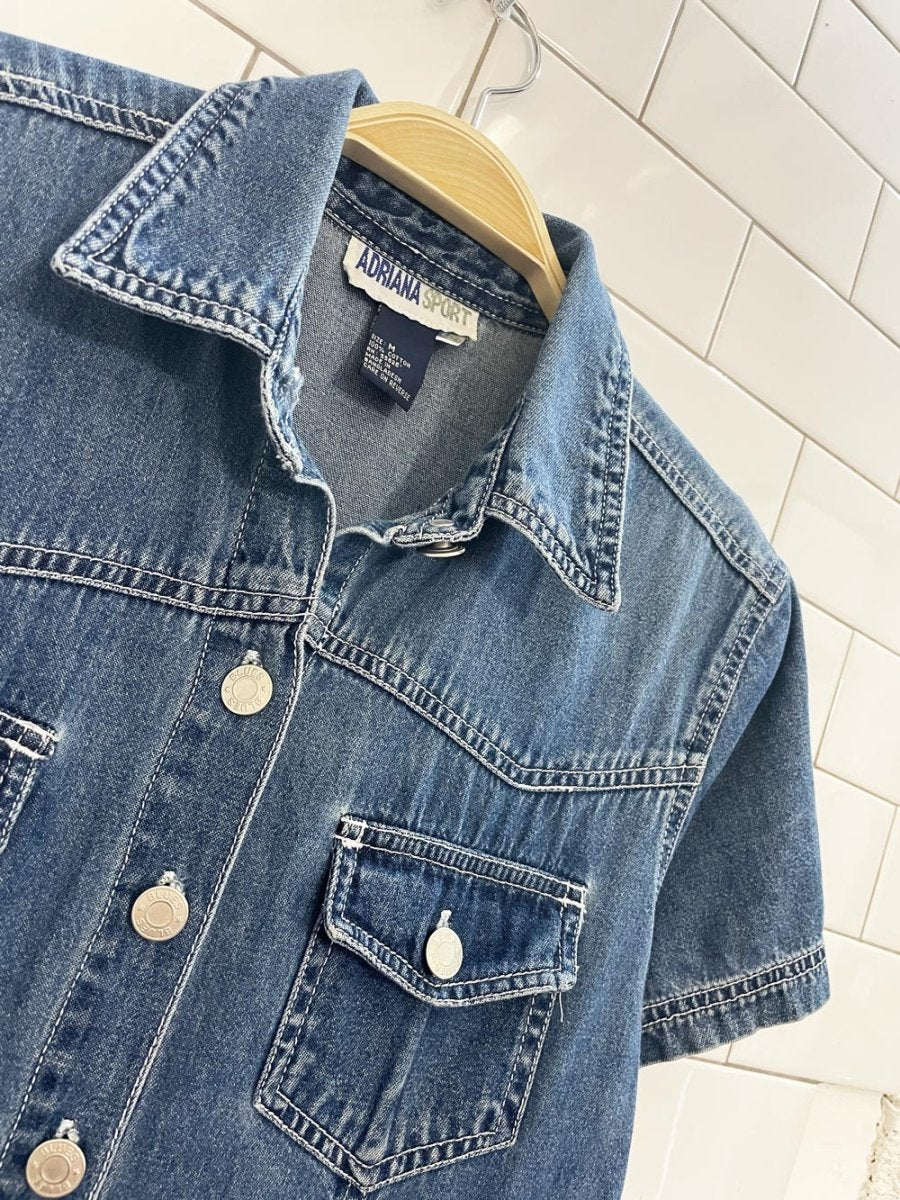 vintage 00s adriana sport full button shirt denim maxi dress - good market thrift store