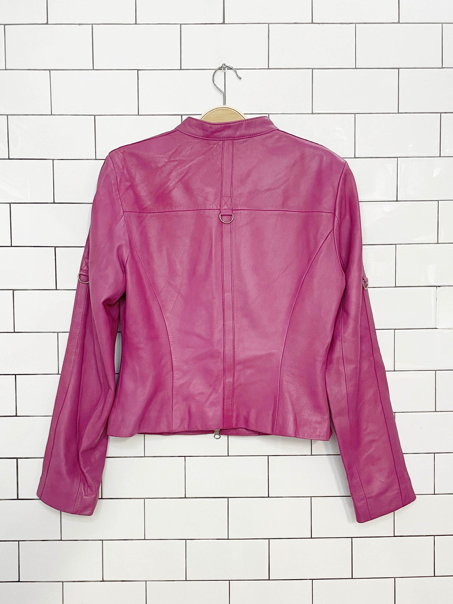 vintage 00s danier soft leather princess-seam biker jacket | lambskin