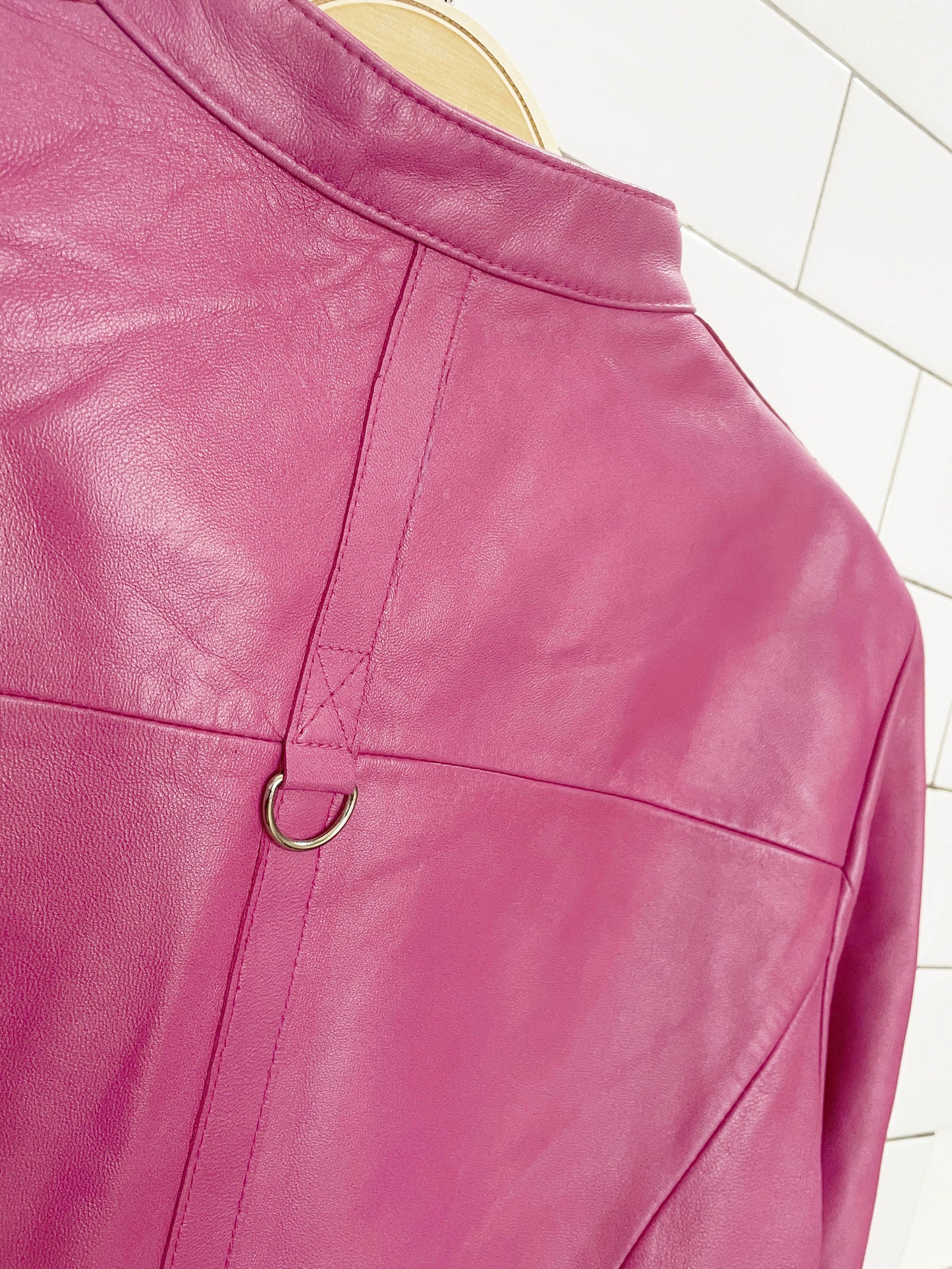vintage 00s danier soft leather princess-seam biker jacket | lambskin