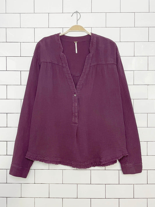 free people changing horizons gauze cotton oversized top