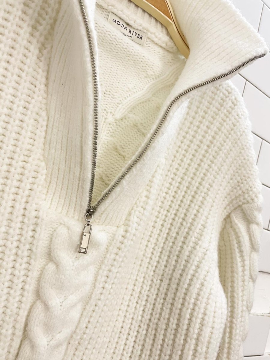 moon river chunky 1/2 zip cable knit sweater - good market thrift store