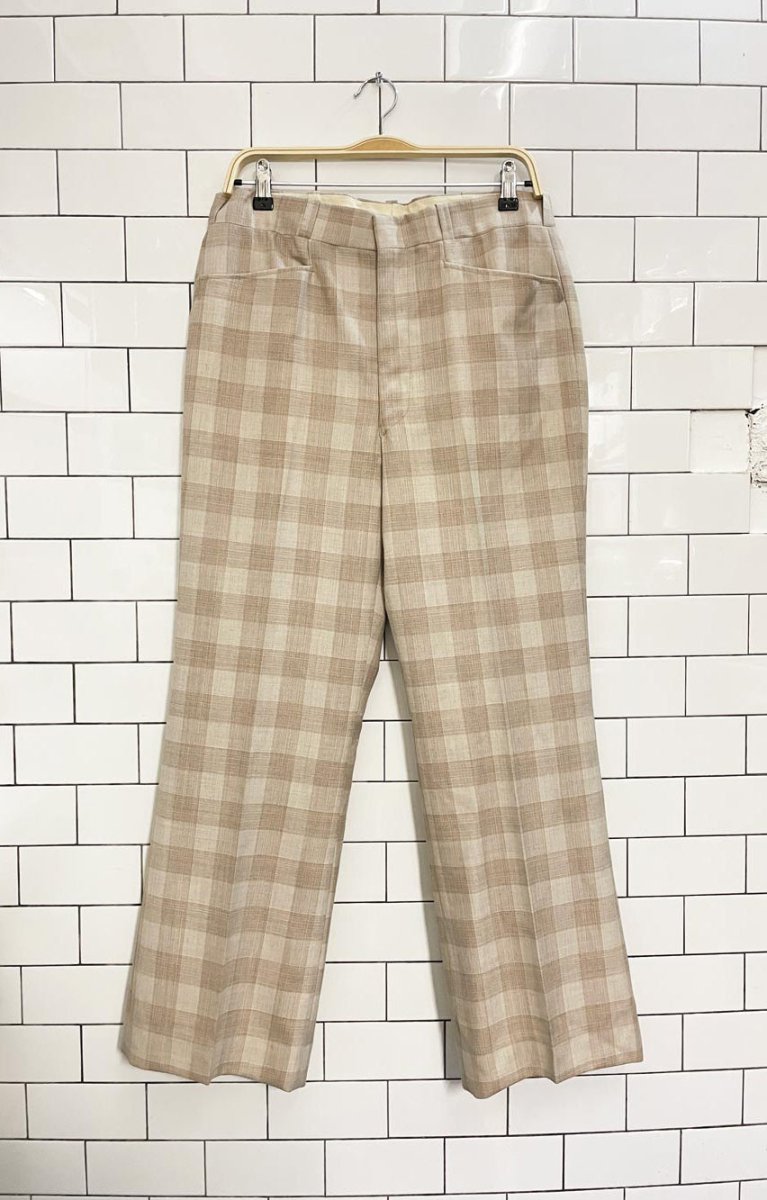 vintage 70s retro plaid flare leg trouser - good market thrift store