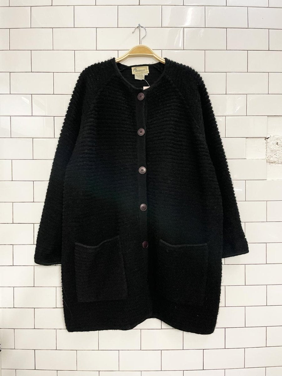 vintage 80s spanner oversized rib knit mohair sweater jacket - good market thrift store